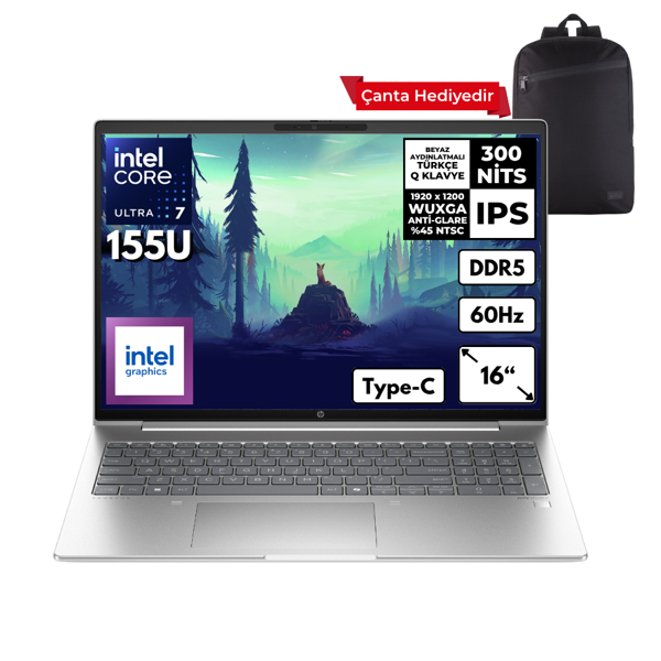HP ProBook 460 G11 Ultra 7-155U 32-GBDDR5 1 TBSSD Intel Graphics 16" WUXGA Windows 10 Pro + Sırt Çantası A23BTEAHMF47 - Image 1