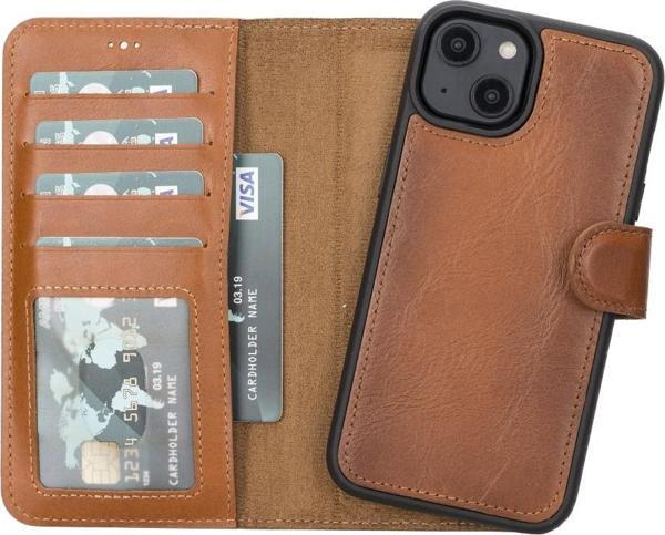 Apple iPhone 14 Uyumlu Deri Cüzdanlı Kılıf MWWN RST2EF Taba - Image 1