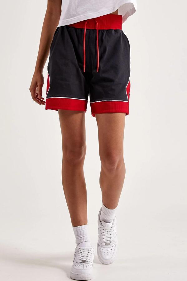 Nike Jordan Sport Diamond Loose Fit Shorts Kadın Geniş Kalıp Şort Siyah Kırmızı - Image 1