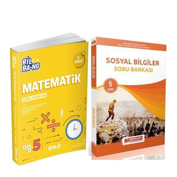 Ünlü Yayınları 5.Sınıf Bil Bang Matematik ve Referans Sosyal Bilgiler Soru Bankası Seti 2 Kitap - Referans Yayınları - Image 1