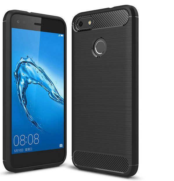 Huawei P9 Lite Mini ile Uyumlu Kamera Korumalı Darbe Önleyici Carbon Brushed Silikon Kılıf - Image 1