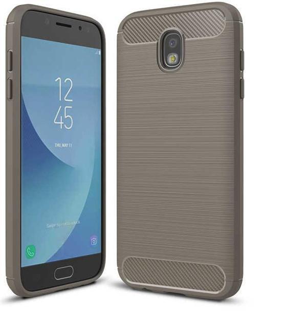 Samsung Galaxy J7 Pro ile Uyumlu Kamera Korumalı Darbe Önleyici Carbon Brushed Silikon Kılıf - Image 1