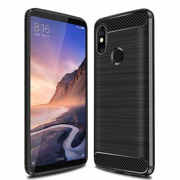 Xiaomi Mi Max 3 ile Uyumlu Kamera Korumalı Darbe Önleyici Carbon Brushed Silikon Kılıf - Image 1