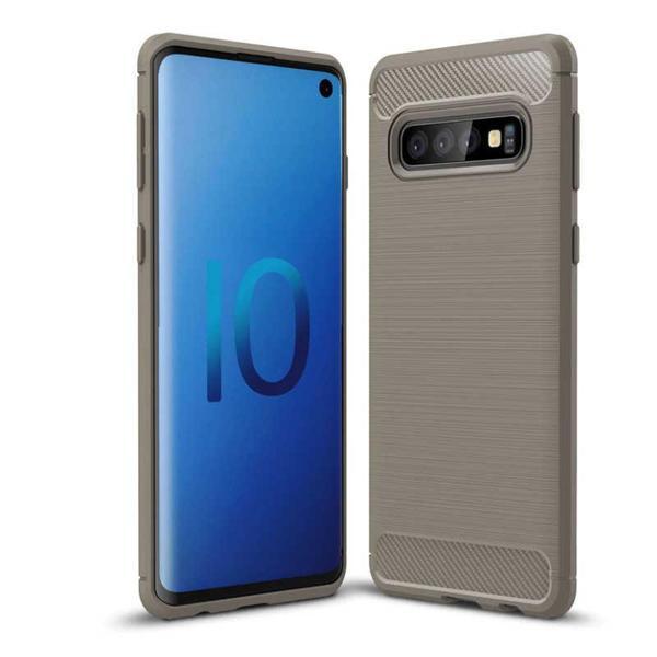 Samsung Galaxy S10 ile Uyumlu Kamera Korumalı Darbe Önleyici Carbon Brushed Silikon Kılıf - Image 1