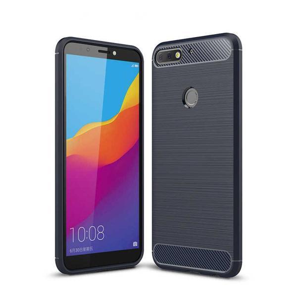 Huawei Y7 2018 ile Uyumlu Kamera Korumalı Darbe Önleyici Carbon Brushed Silikon Kılıf - Image 1