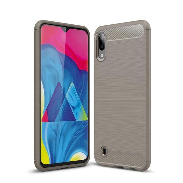 Samsung Galaxy M10 ile Uyumlu Kamera Korumalı Darbe Önleyici Carbon Brushed Silikon Kılıf - Image 1