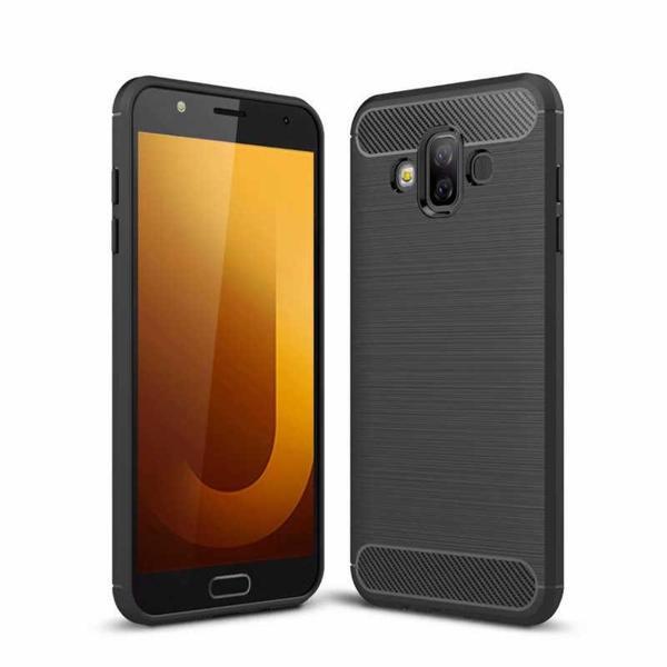 Samsung Galaxy J7 Duo ile Uyumlu Kamera Korumalı Darbe Önleyici Carbon Brushed Silikon Kılıf - Image 1