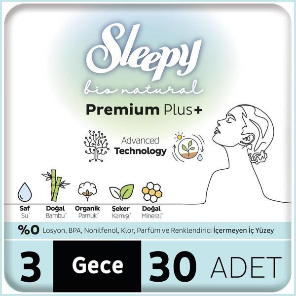 Sleepy Bio Natural Premium Plus Hijyenik Ped Mega Paket Gece 30x2 60 Adet - Image 1