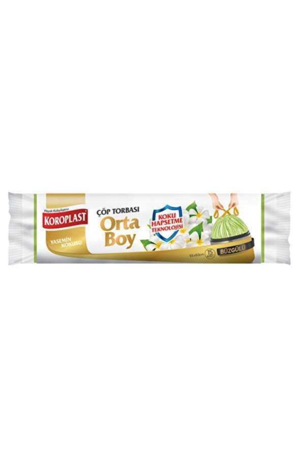 Koroplast Yasemin Kokulu, Büzgülü Orta Boy Çöp Torbası 15'li - Image 1