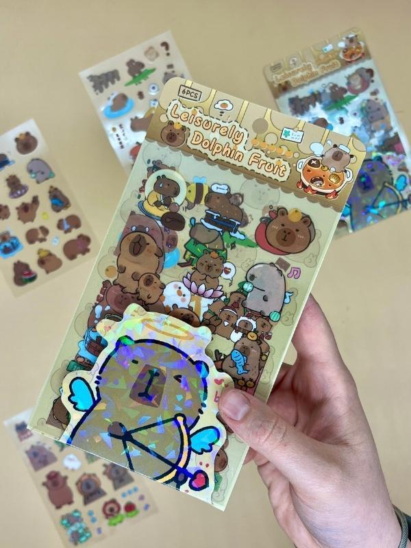 Leisurely 3 Yaprak 52 Adet Capybara Sticker Set/Su Geçirmez/Etiket/Kapibara/Bullet Journal - Image 1