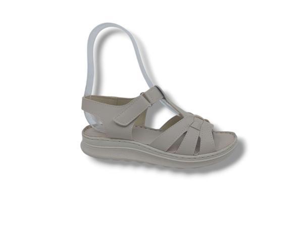 Zerhan 1150 Kadın Krem Cırtlı Yumuşak Taban Comfort Sandalet Ayakkabı - Image 1