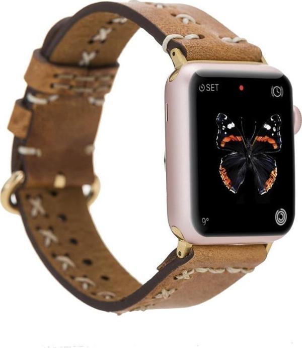 Bouletta Apple Watch Uyumlu Deri Kordon 42-44-45mm Aqua V18 Taba - Image 1
