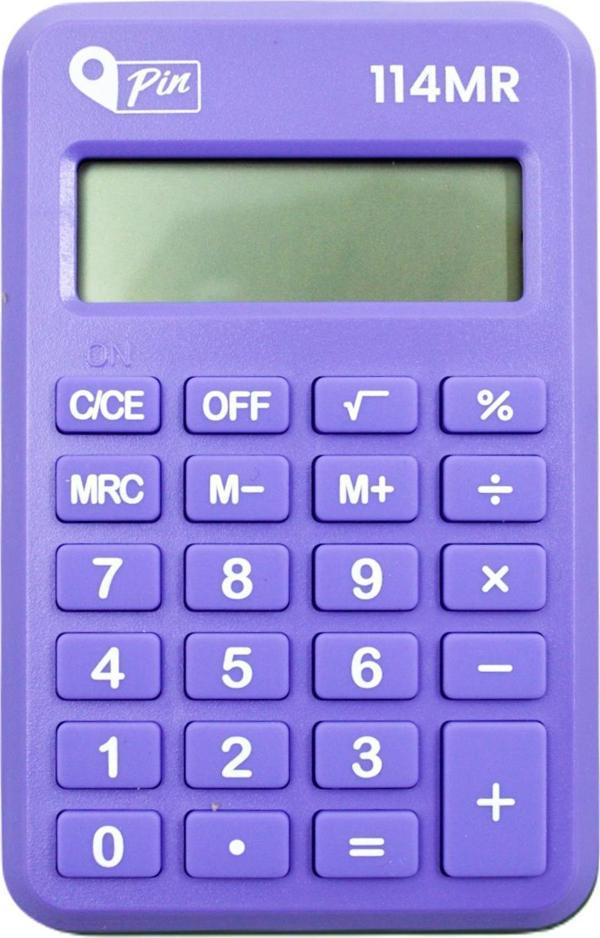 Pin 114MR 8 Hane Mor Mini Hesap Makinesi GKE - Image 1