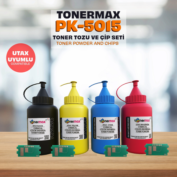 Utax PK-5015 Toner Tozu ve Çipi -Set/ P-C2566 / P-C2650 / P-C 2655 Siyah Muadil Toner - Image 1