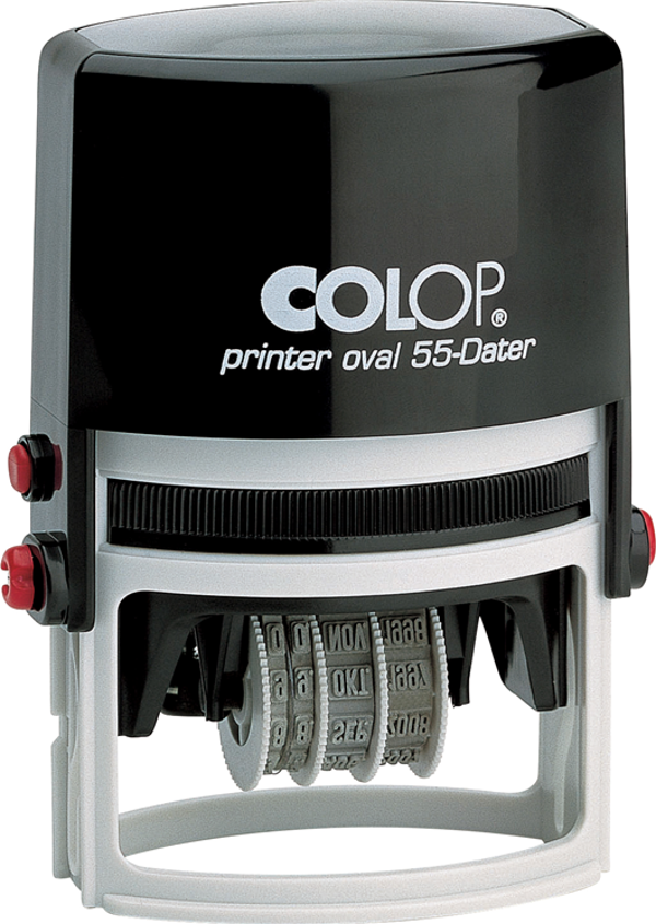 COLOP PRINTER OVAL 55 TARİH KAŞE SİYAH KASA MAVİ KEÇE - 33X55MM - Image 1