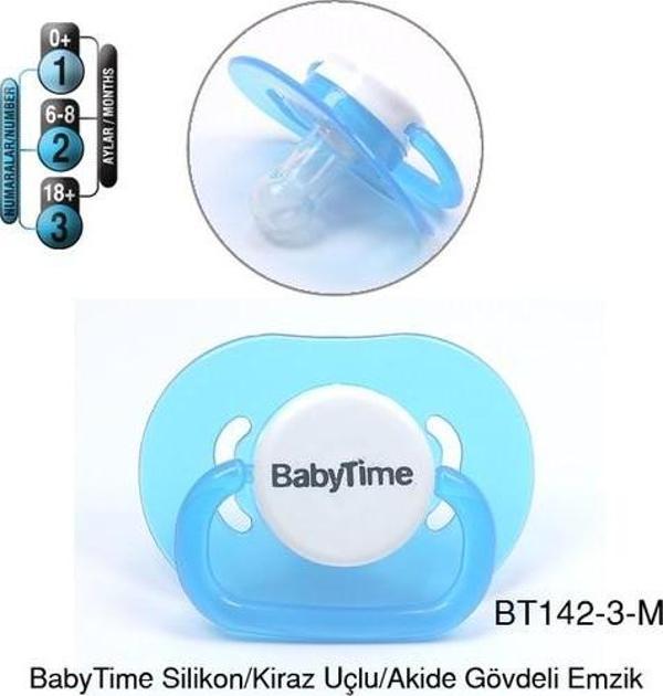 BabyTime Silikon Kiraz Uçlu Akide Gövdeli Emzik 18+ Ay - Mavi - Image 1