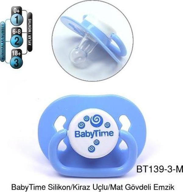BabyTime Silikon Kiraz Uçlu Mat Gövdeli Emzik 18+ Ay - Mavi - Image 1