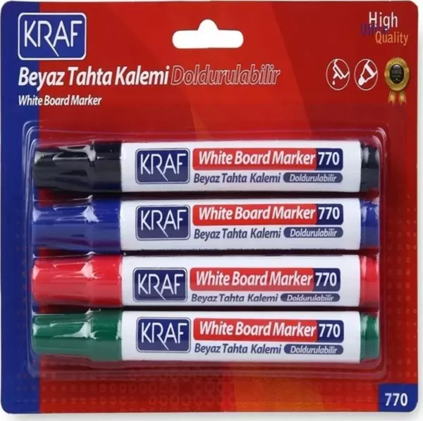 KRAF Beyaz Doldurulabilir Tahta Kalemi 4'lü Set - Image 1