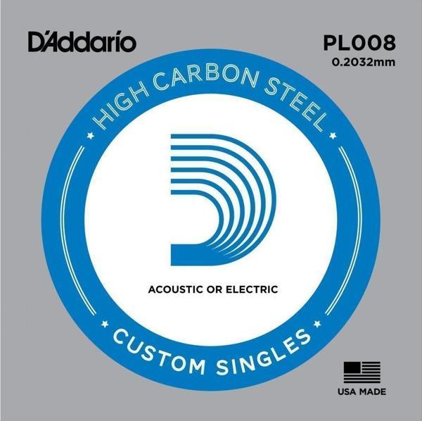 D'addario Pl008 Elektro Ve Akustik Tek Tel Plain Steel 08 - Image 1