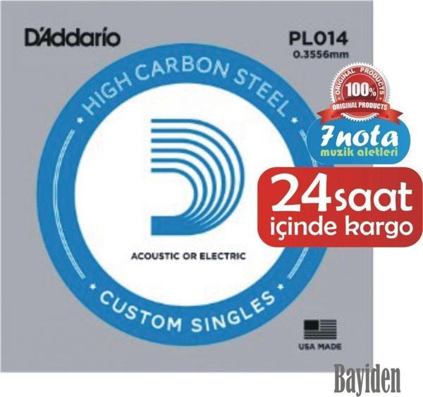 D'addario Pl014 Elektro Ve Akustik Tek Tel Plain Steel 014 - Image 1