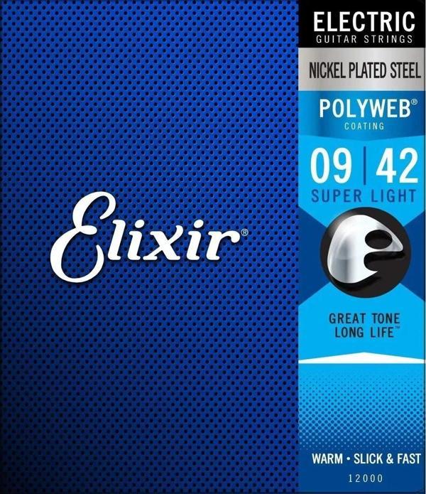 Elixir 12000 Elektro Gitar Teli 09-42 Polyweb Super Light - Image 1