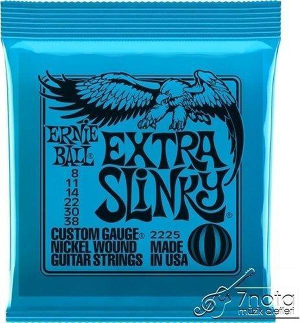 Ernie Ball P02225 Elektro Gitar Teli 008-038 Extra Slinky Nickel - Image 1