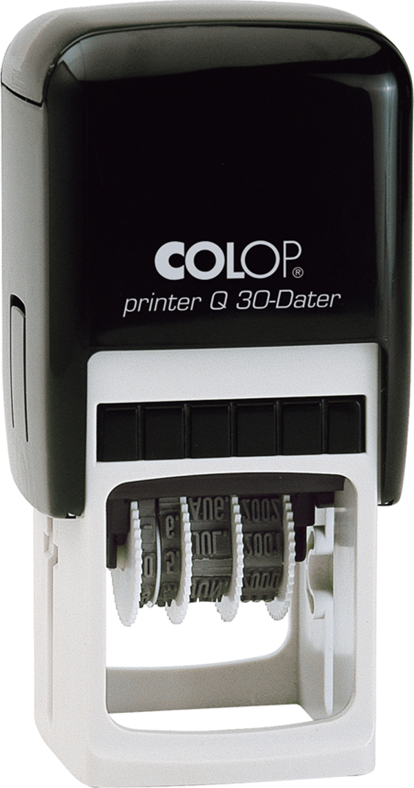 COLOP Q30 TARİH KAŞE SİYAH KASA MAVİ/KIRMIZI KEÇE - 30X30MM - Image 1