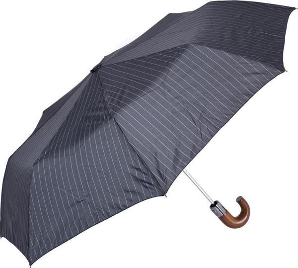 Biggbrella 1088Pc Ahşap Saplı Otomatik Şemsiye Gri Çizgili - Image 1
