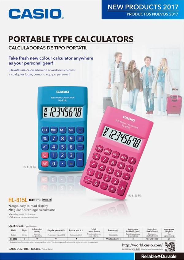 Casio Hl-815L-Pk Pembe Cep Tipi 8 Hane Hesap Makinesi - Image 1
