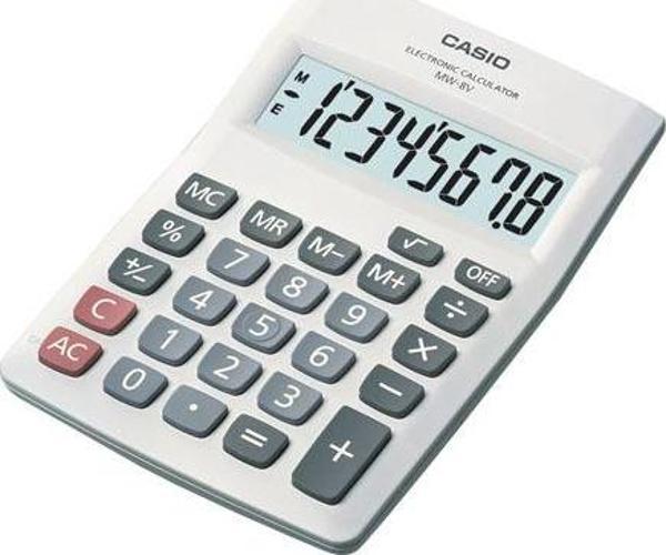 Casio MW-5V-WE 8 Hane Beyaz Masa Üstü Hesap Makinesi - Image 1