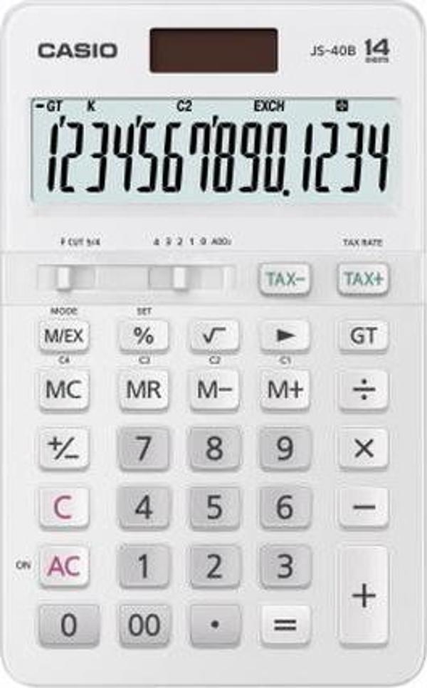 Casio JS-40B-WE Beyaz Profesyonel 14 Hane Masa Üstü Hesap Makinesi - Image 1