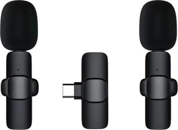 2 Adet Kablosuz Yaka Mikrofonu Typ-c 2'li Mini Mikrofon K9 - Image 1