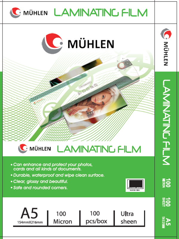 Mühlen Beutel A5-100 / A5 Boyutu, 100 Mikron Laminasyon PVC Filmi 1 Paket 100 Adet - Image 1