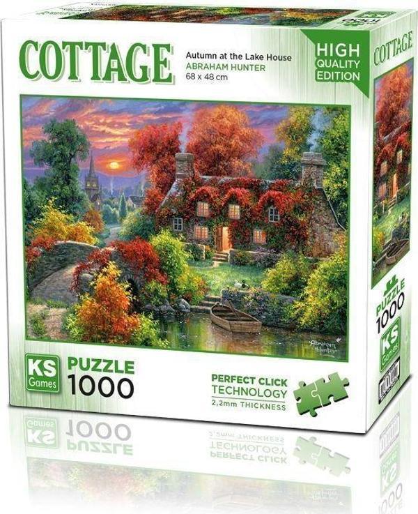 Ks Games Puzzle 1000 Parça Autumn at the Lake House - Image 1