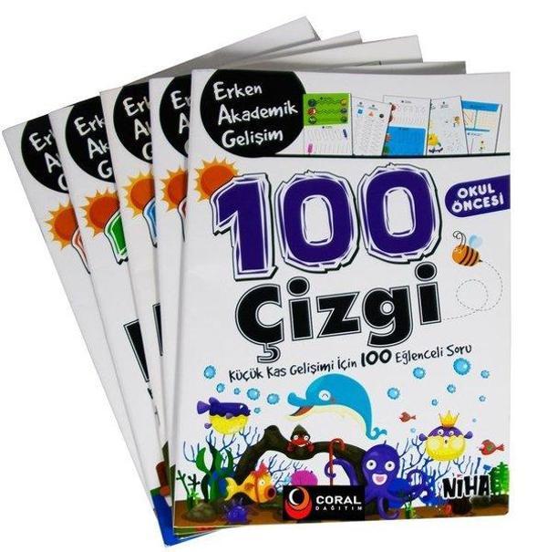Niha Çocuk Okul Öncesi Erken Akademik Gelişim 100 Etkinlik 5+ Yaş Seti - 5 Kitap Takım - Coral Dağıtım - Image 1