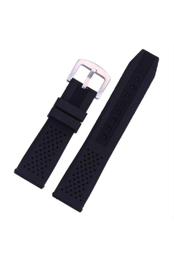 Ezgi Elektronik Siyah 1.Kalite Kauçuk Silikon Saat Kordonu 24Mm Slikon Saat Kayış - Image 1