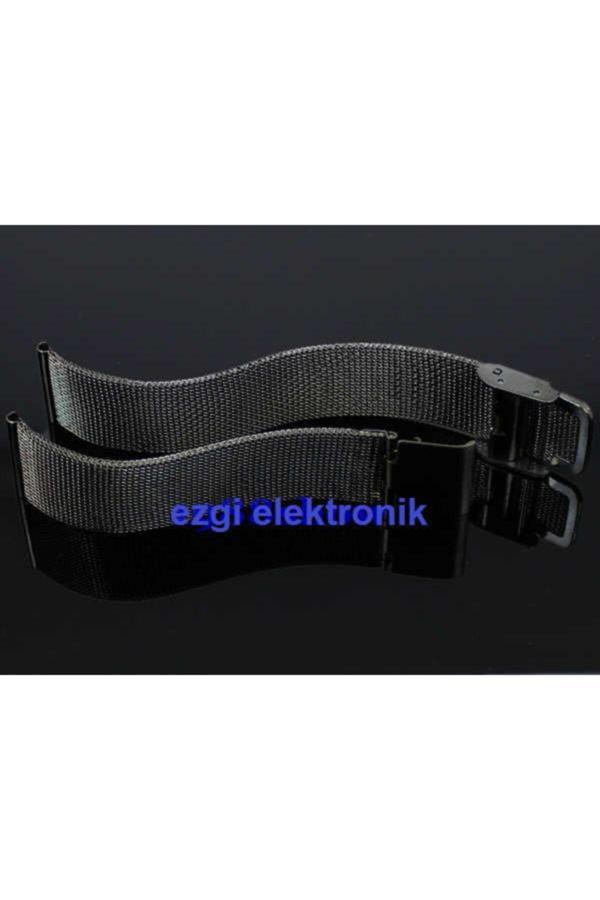 Ezgi Elektronik Siyah Çelik Ince Hasır 18Mm Kordon Metal Örgü Saat Kordonu Kayışı - Image 1