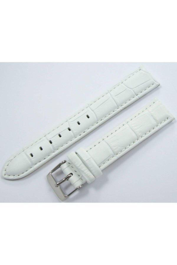 Ezgi Elektronik Bizon Deri  Kayış 24 Mm Beyaz Saat Kordonu Kroko Spor Kolçak - Image 1