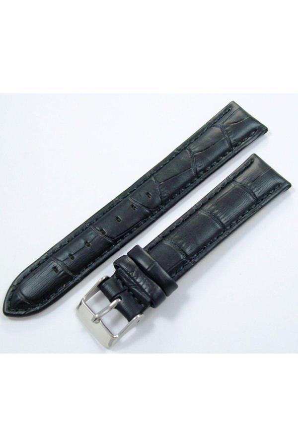 Ezgi Elektronik Bizon Deri Saat Kayışı 18Mm Siyah Saat Kordonu Kroko Baskı Kalite - Image 1