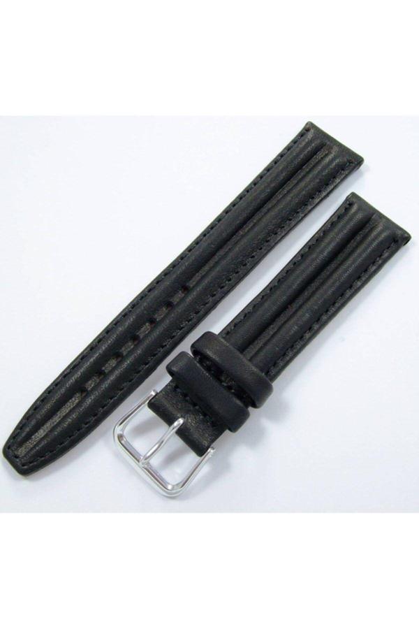 Ezgi Elektronik Upper Deri Saat Kayışı 18Mm Siyah Saat Kordonu Çift Fitilli Spor - Image 1