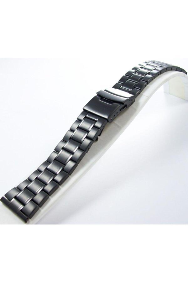 Ezgi Elektronik 20Mm Siyah Metal Saat Kordonu Çelik Kolçak 1.Kalite Kayış Şeritli - Image 1