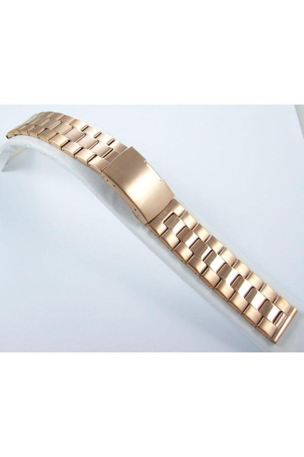 Ezgi Elektronik 22Mm Fırçalı Roze Bakır Metal Saat Kordonu Çelik 1. Kalite Kolçak Uyumlu - Image 1
