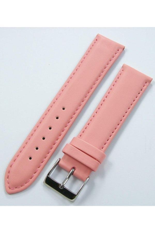 Ezgi Elektronik Bizon Pembe Deri Saat Kordonu 20Mm Klasik Dikişli Saat Kayışı - Image 1