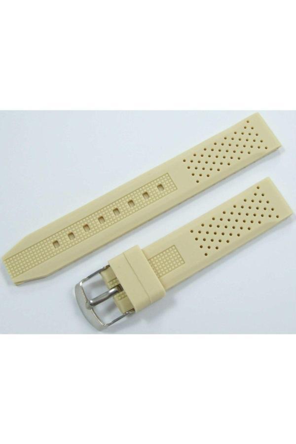 Ezgi Elektronik 22Mm Krem Silikon Saat Kordonu Fil Dişi Saat Kayışı Toz Tutmaz - Image 1