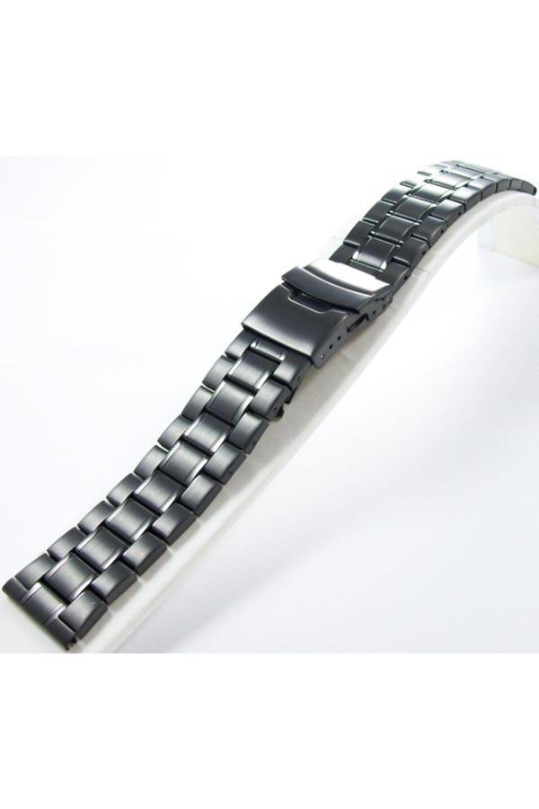 Ezgi Elektronik 22Mm Siyah Metal Saat Kordonu Çelik Kolçak 1.Kalite Kayış Şeritli - Image 1