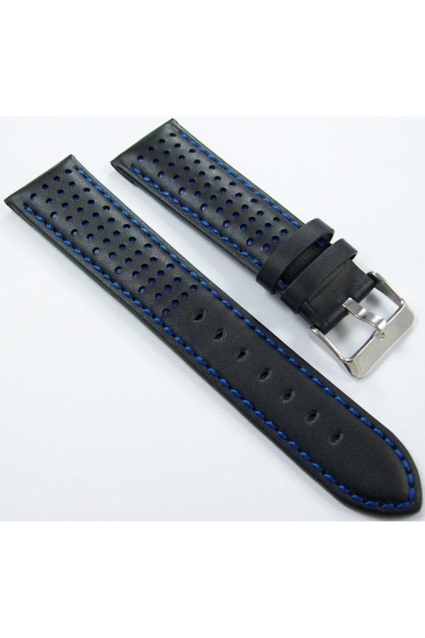 Ezgi Elektronik Bizon Deri Saat Kayışı 24Mm Kordon Siyah 1. Kalite Spor Lacivert - Image 1