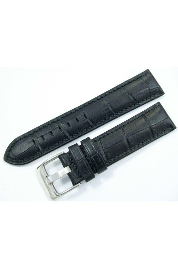 Ezgi Elektronik Bizon Deri Saat Kayışı 24Mm Saat Kordon Siyah Spor Krokodil Baskı - Image 1