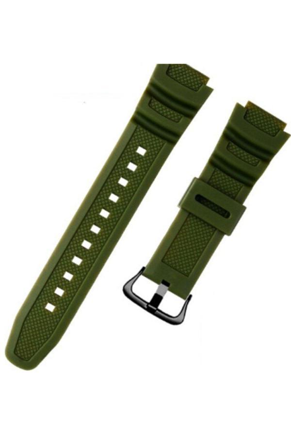Ezgi Elektronik Casio Sgw-300 400 500 Ae1200 1300 Yeşil Haki Muadil Silikon Kordonu Kayışı - Image 1