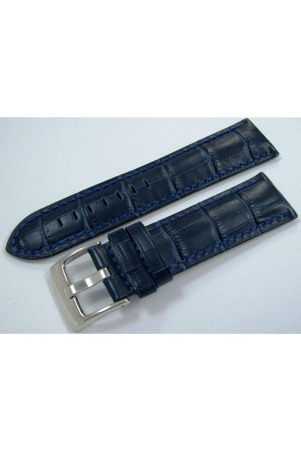 Ezgi Elektronik Bizon Deri Saat Kayışı Spor Lacivert 26Mm Kordon Dikişli Kroko - Image 1