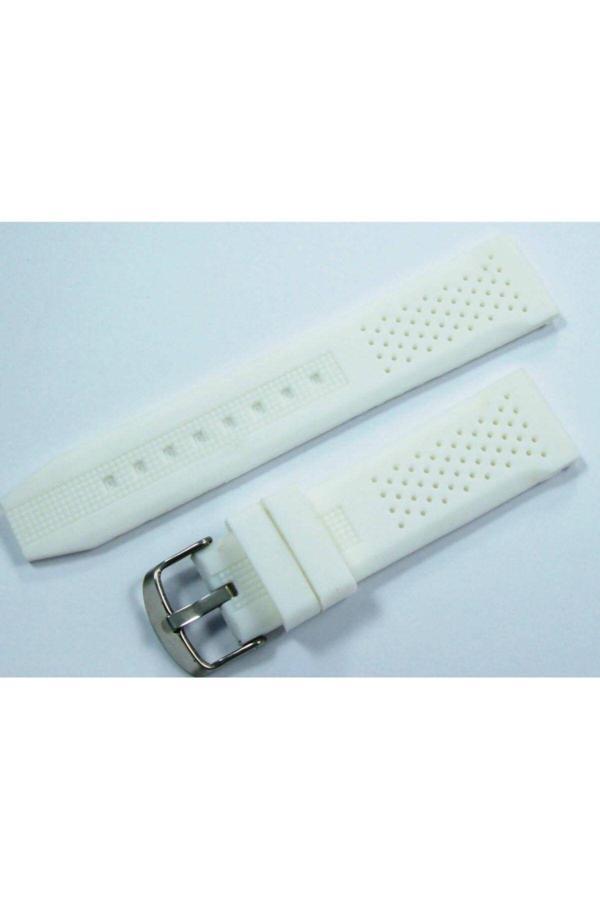 Ezgi Elektronik Lacost Model Silikon Saat Kordonu Beyaz 22Mm Slikon Saat Kayışı - Image 1